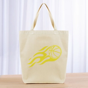 Basketball Flame Tote Bag - yellow
