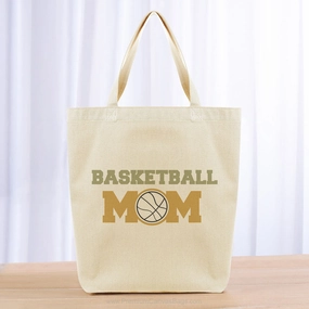 Basketball Mom Tote Bag - black khaki yellow orange