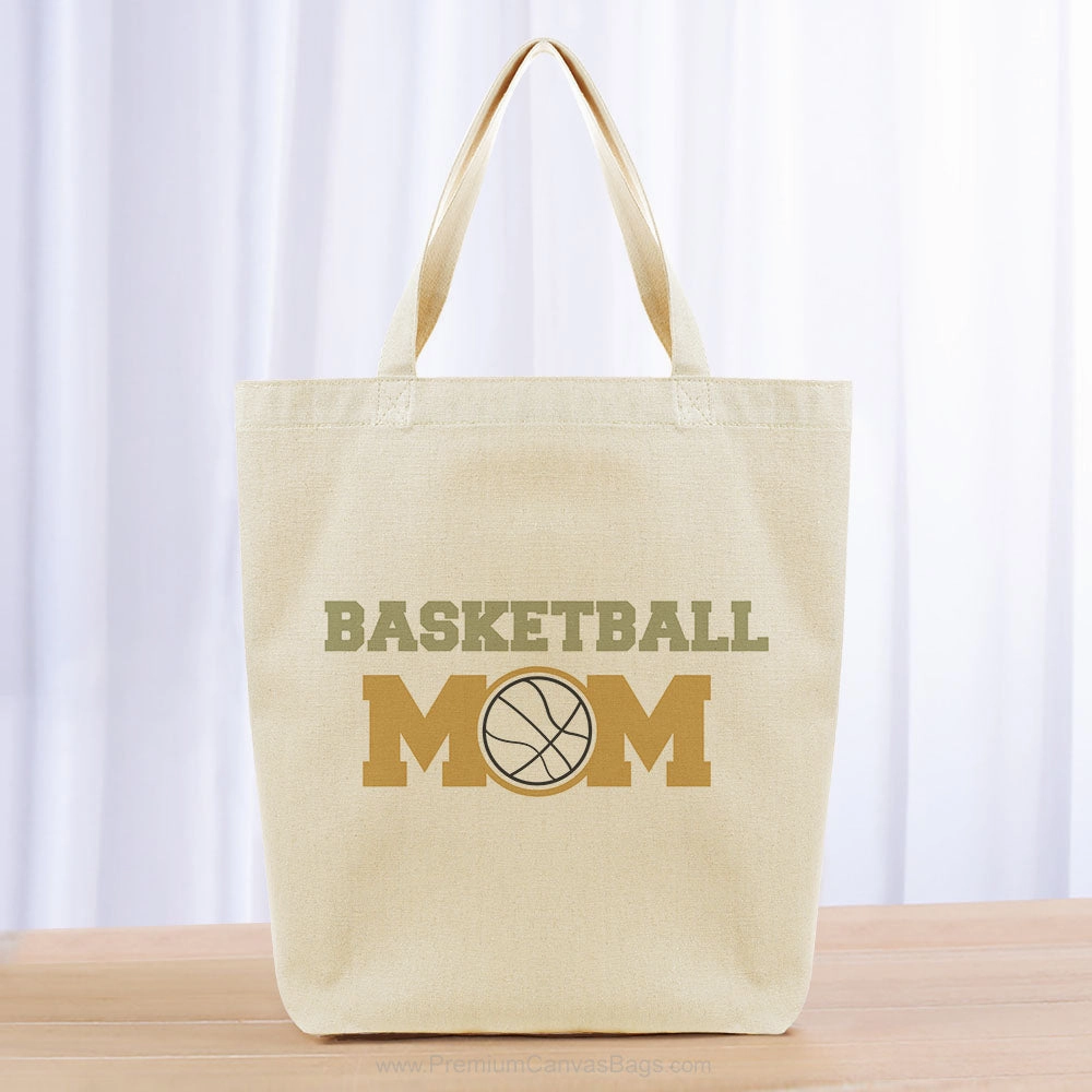 Basketball Mom Tote Bag - black khaki yellow orange
