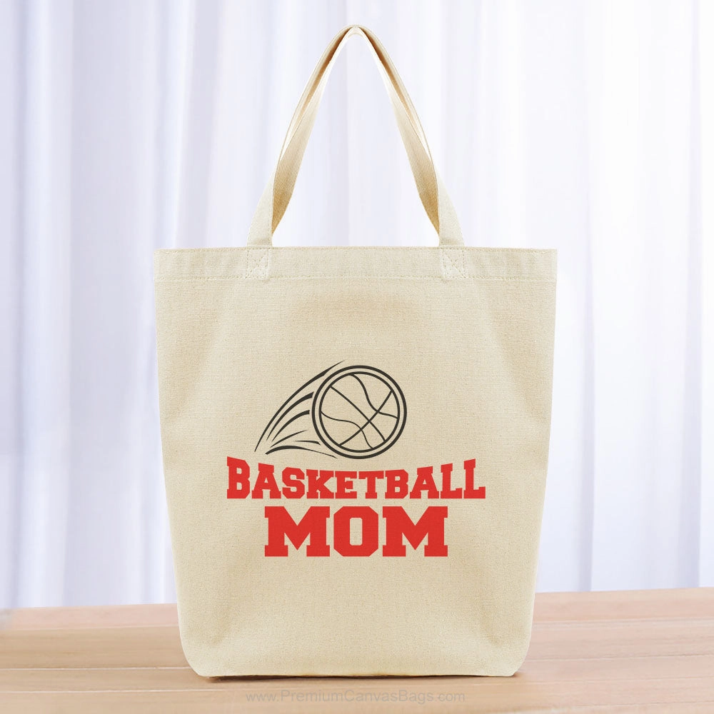 Basketball Mom Tote Bag - black red