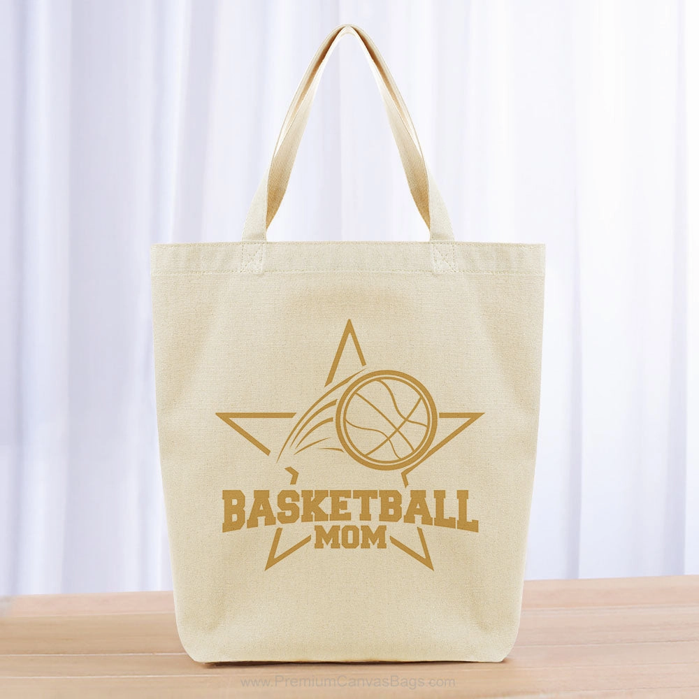 Basketball Mom Tote Bag - black yellow orange