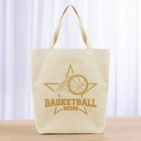 Basketball Mom Tote Bag - black yellow orange