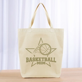 Basketball Mom Tote Bag - khaki