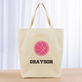 Basketball Tote Bag - black hot pink