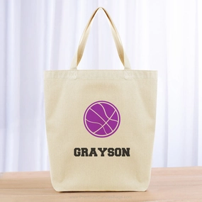 Basketball Tote Bag - black purple