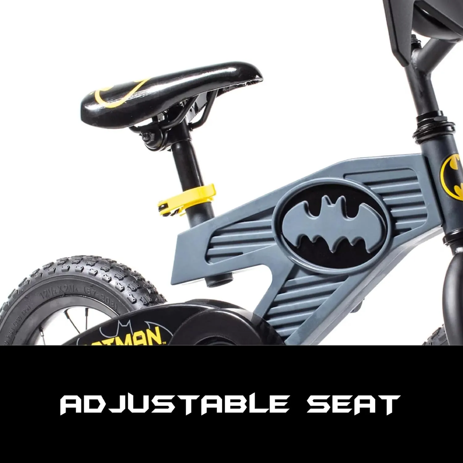 Batman 12 Inch Bike for Kids | Detachable Training Wheels for Safety and Balance | Pedal Powered Bicycle for Young Superheros | Perfect for Boys & Girls Gift | Adjustable Seat