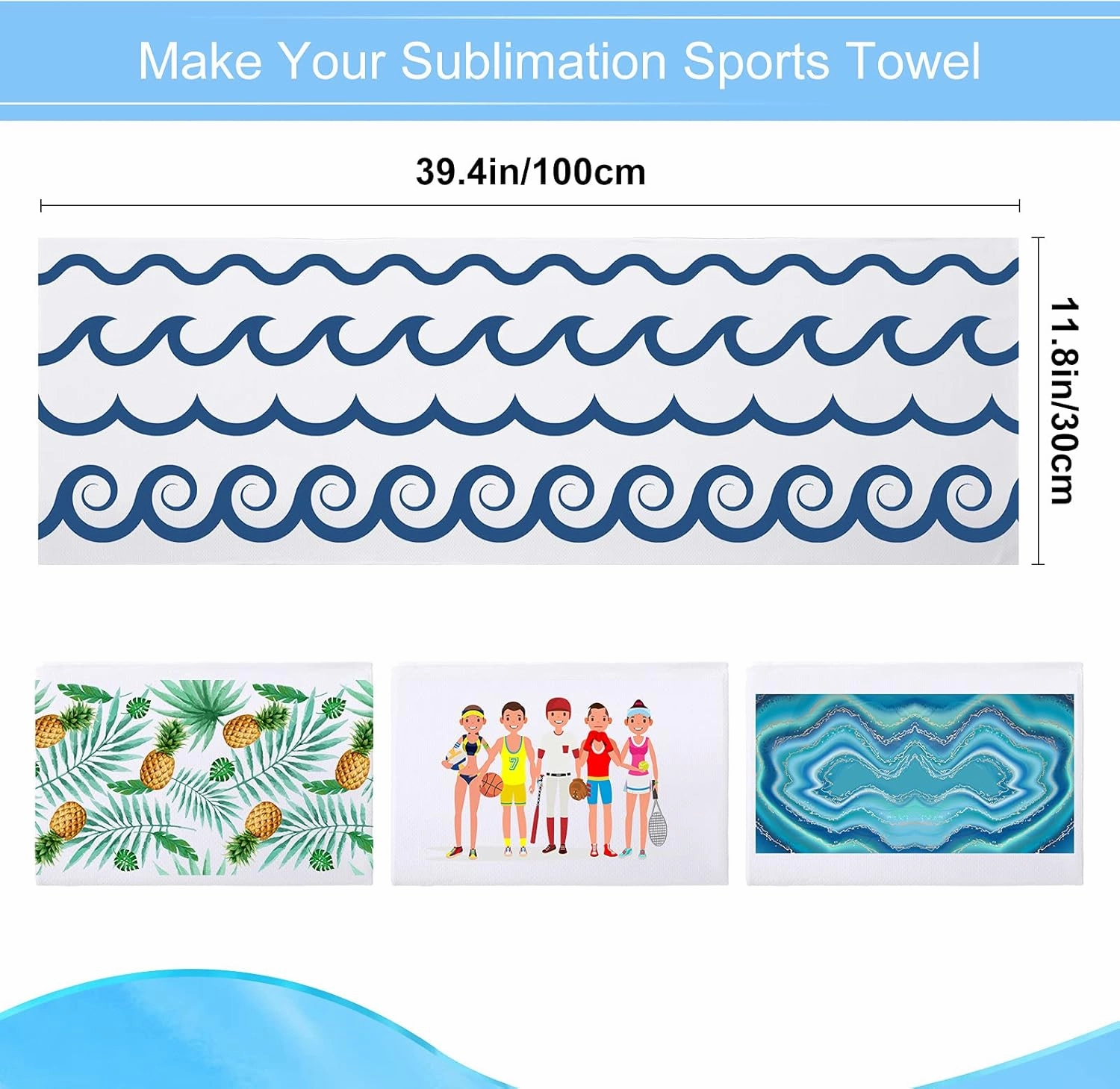 BBTO 12 Count Cooling Towels Bulk for Neck and Face 40"x12" Sublimation Blank Ice Breathable Soft Chilly Sweat Microfiber White Gym Golf Yoga Towels for Hot Weather Workout Sports