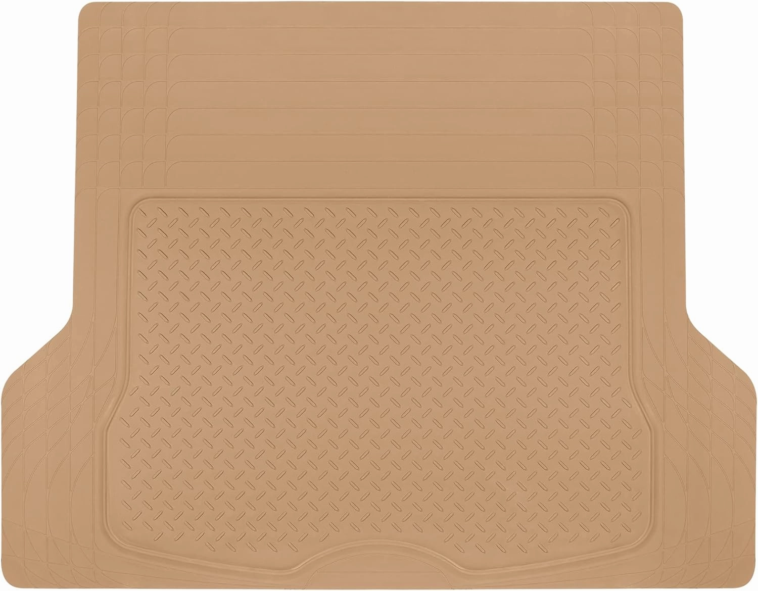 BDK Heavy Duty Rubber Cargo Mat Liner - All-Weather Trunk Protection, Trim-to-Fit Design for Cars, SUVs, Vans & Trucks - Non-Slip, Waterproof, Durable Cargo Floor Liner - 46" x 56.75" x 0.25" - Beige