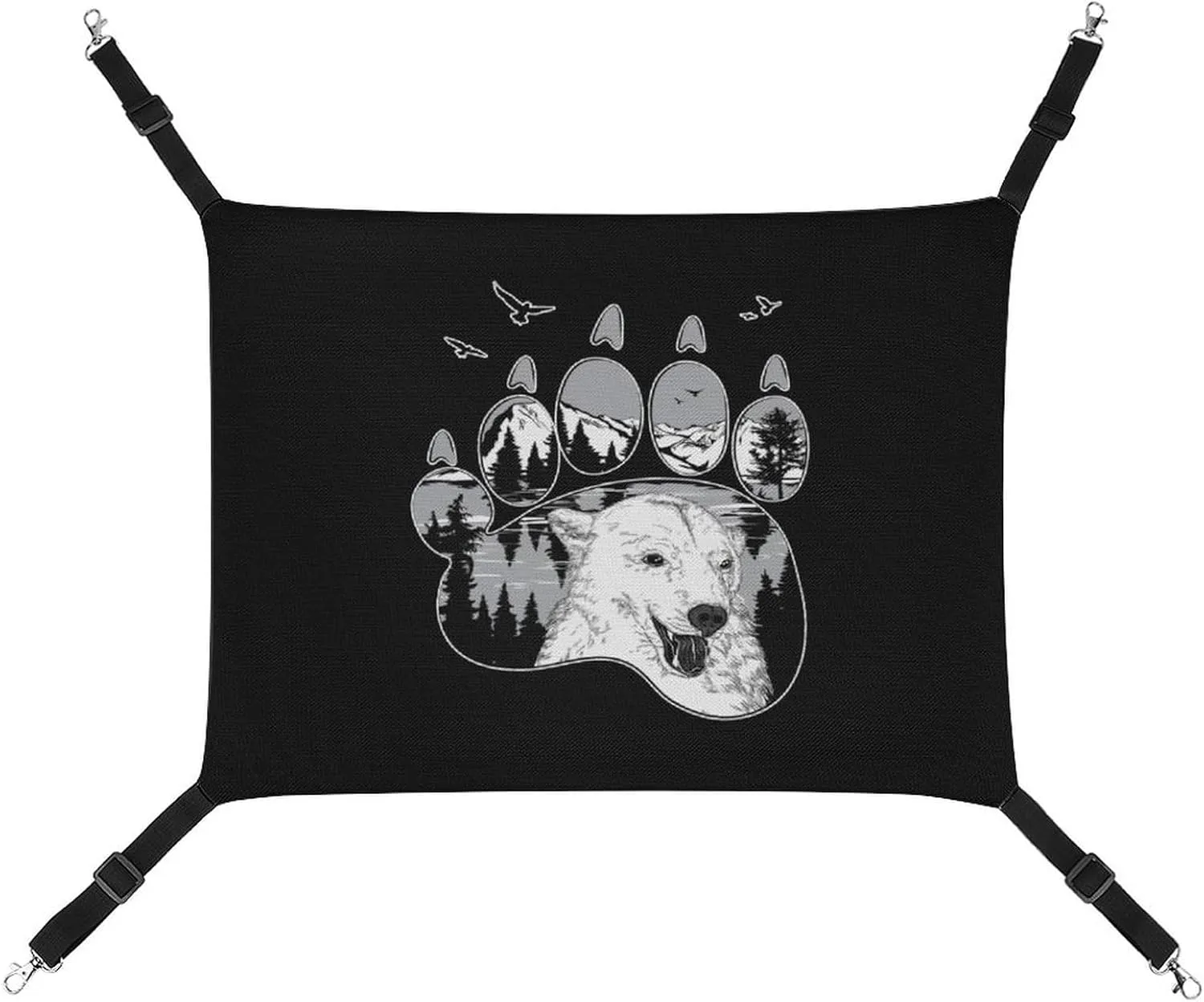 Bear Mountain Paw Cat Hanging Hammock Soft Breathable Pet Cage Dog Hammock with Adjustable Straps and Metal Hooks