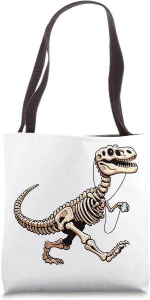 Beatsaurus Listening in Skeleton Tote Bag