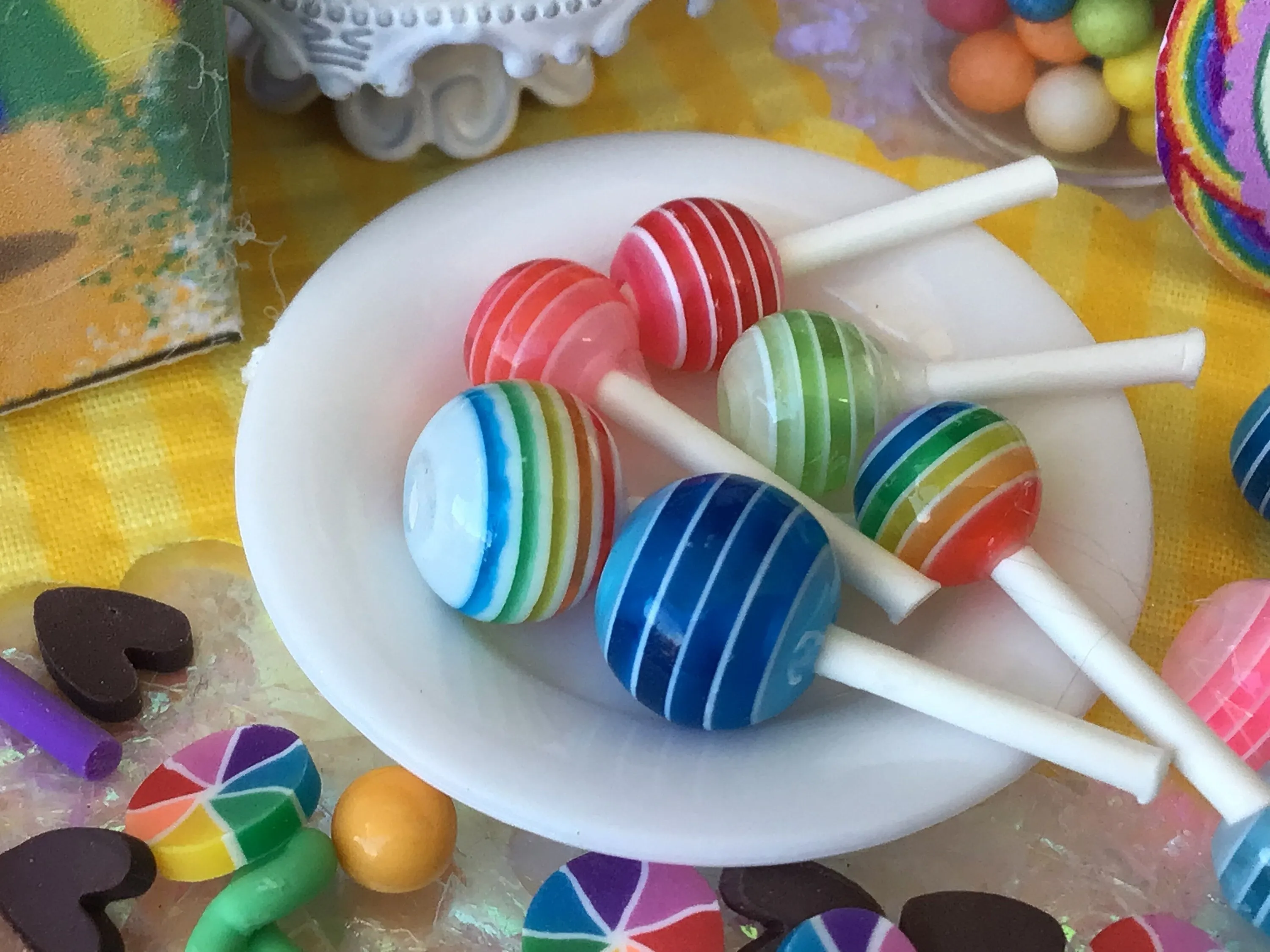 Beautiful Stripped Lollipops. Miniature, Fairy Garden, Dollhouse