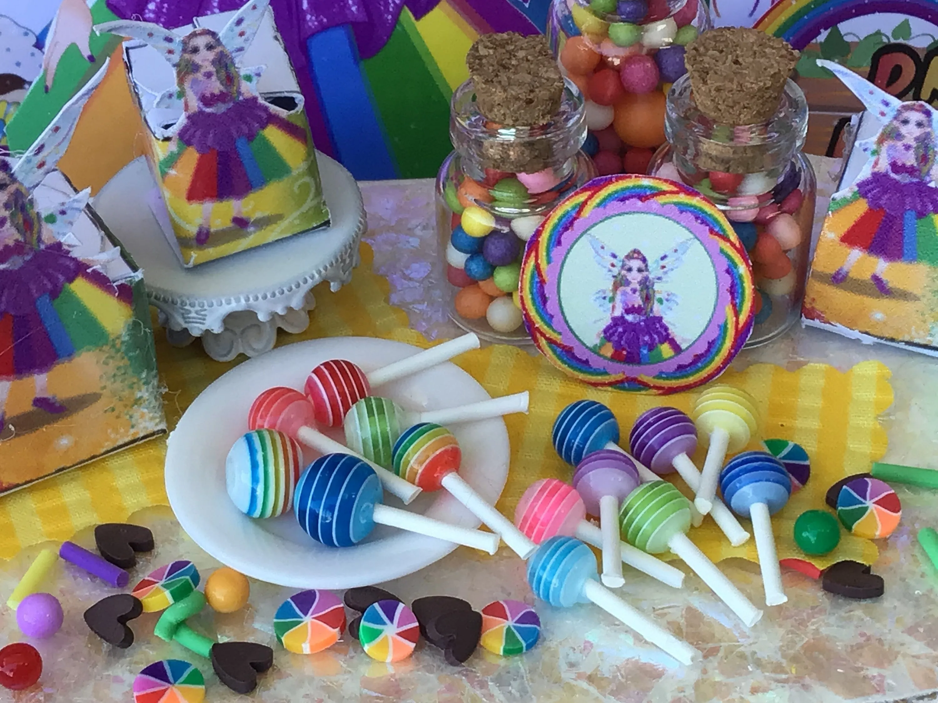 Beautiful Stripped Lollipops. Miniature, Fairy Garden, Dollhouse
