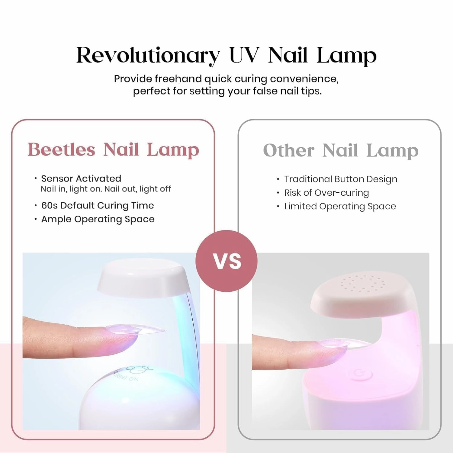 Beetles Gel Nail Kit - 600Pcs 15 Sizes Medium Almond Tips With Pink Color Gel Top Coat, Soft Clear Press-on, 5-in-1 Glue, UV Lamp - Easy Extension Set for Women