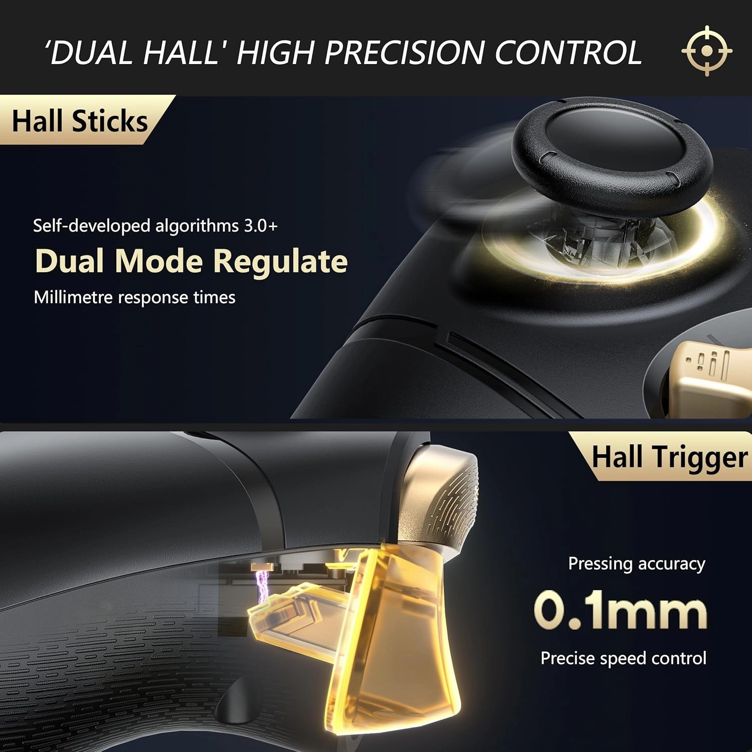 BEITONG Asura 2 Pro  PC Gaming Controller - Hall Effect Joystick & Trigger, Mechanical Buttons for PC/NS/Mobile/Steam with Back paddle/Turbo/6-Axis Motion Control (Macro-Black)