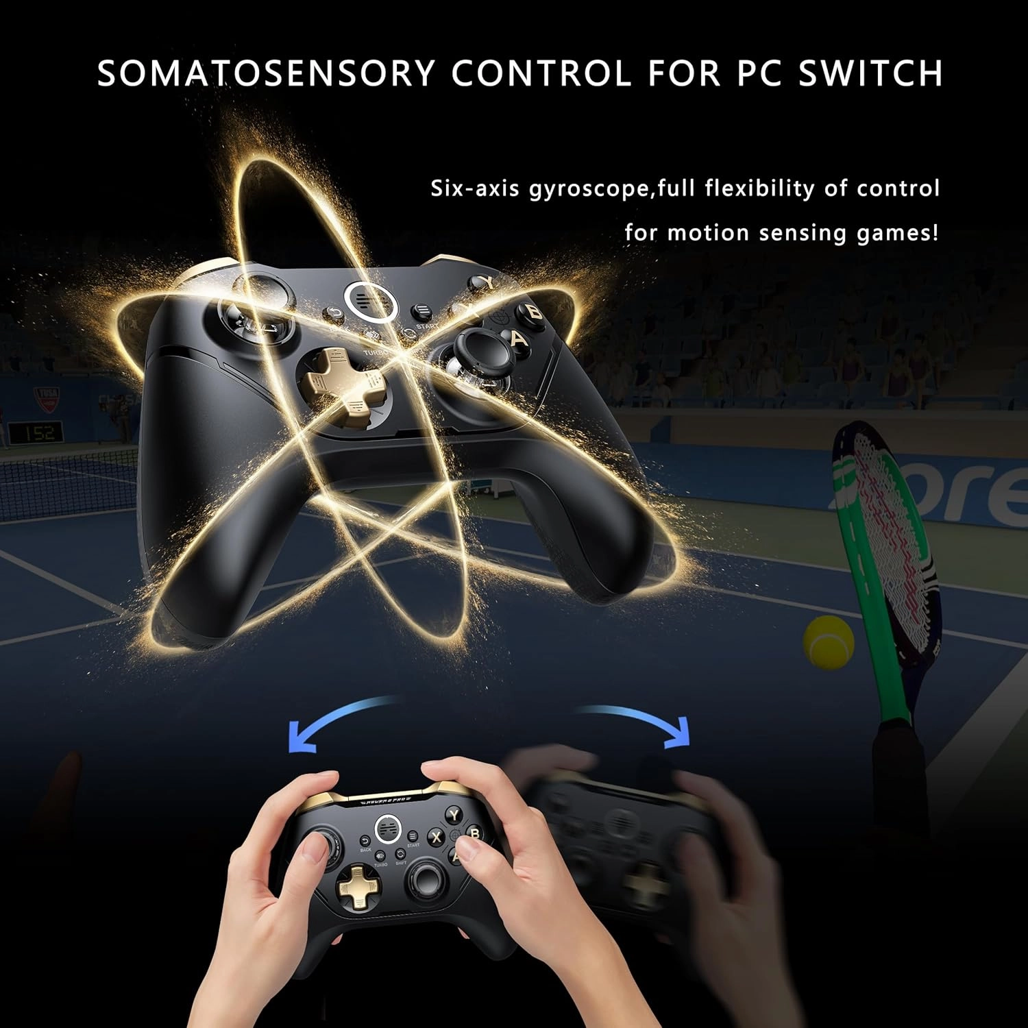 BEITONG Asura 2 Pro  PC Gaming Controller - Hall Effect Joystick & Trigger, Mechanical Buttons for PC/NS/Mobile/Steam with Back paddle/Turbo/6-Axis Motion Control (Macro-Black)