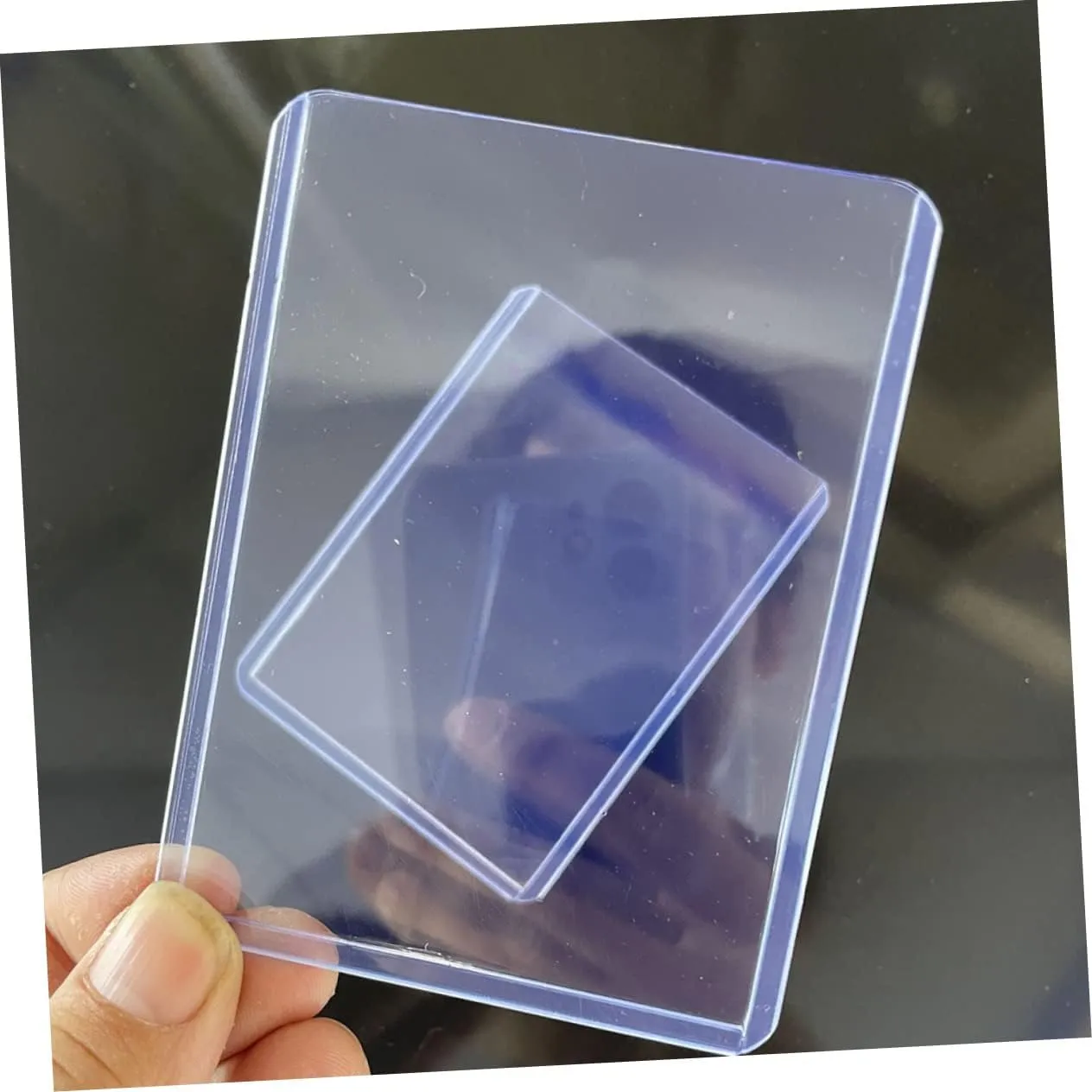 BESTonZON 100pcs Transparent Card Sleeves -Scratch Protectors for Trading Cards Id Badges and Photos Compact Design for and Use