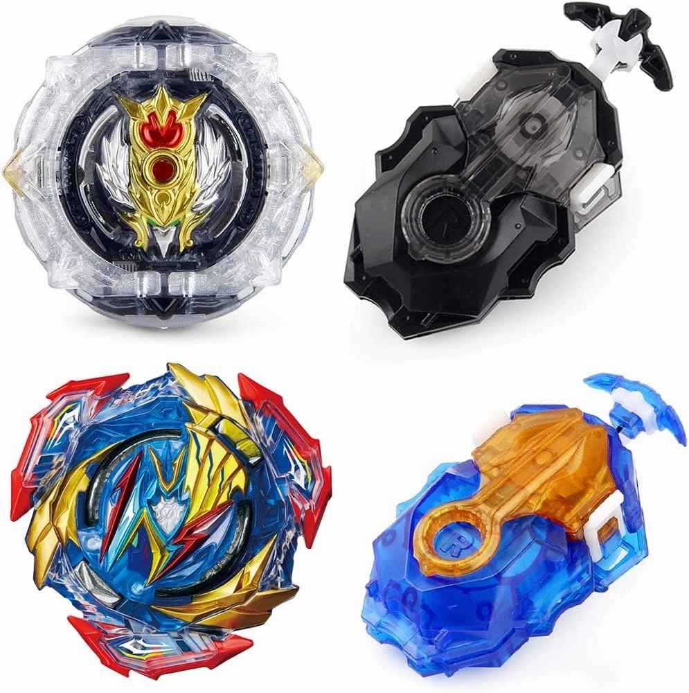 Bey Burst Gyro Toy Set Metal Fusion Attack Top Grip Toy Blade Set Game 2 Top Burst Gyros 2 Two-Way Launcher Great Birthday Gift for Boys Children Kids 6 8 10 