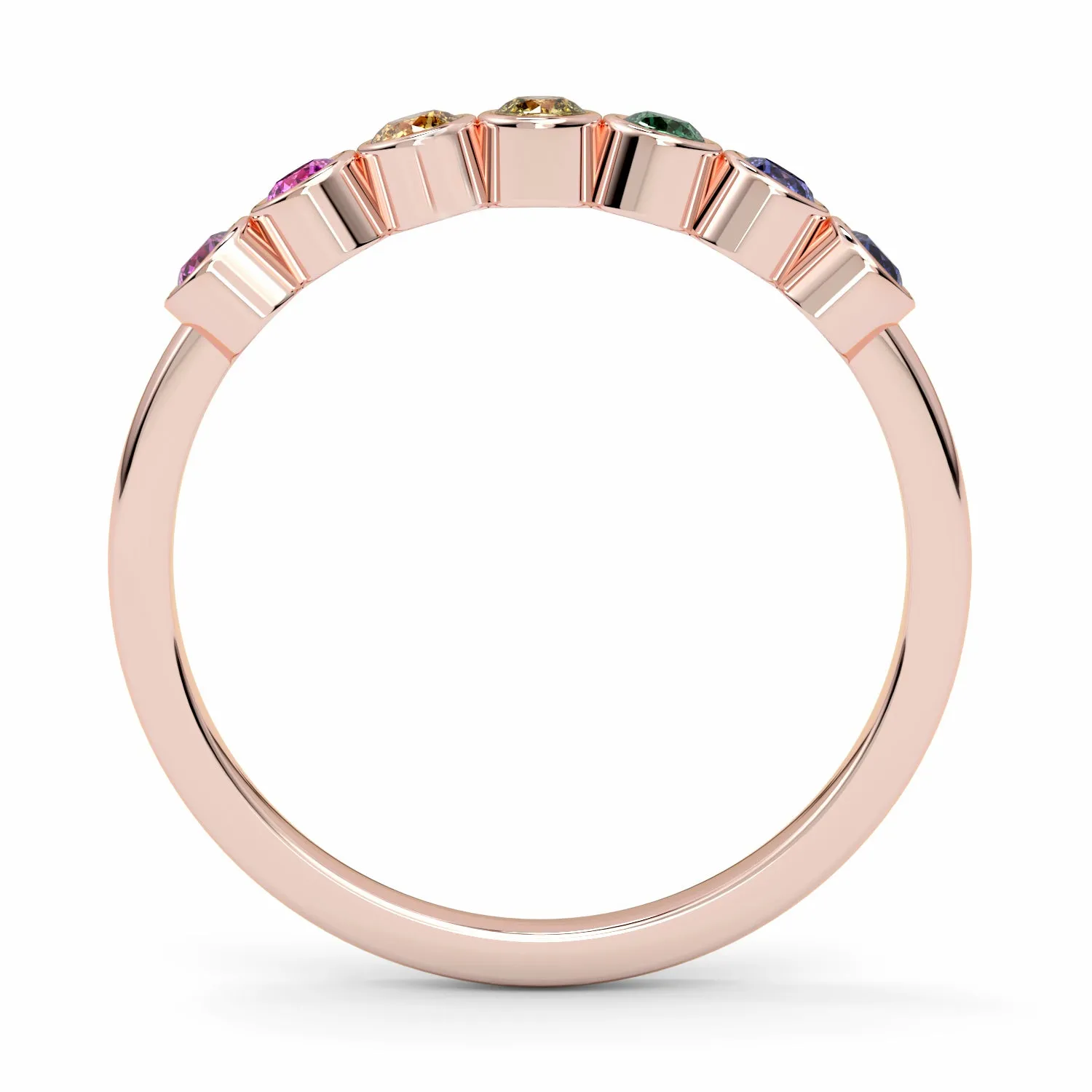 Bezel Set Multicolor Sapphire Stackable Band