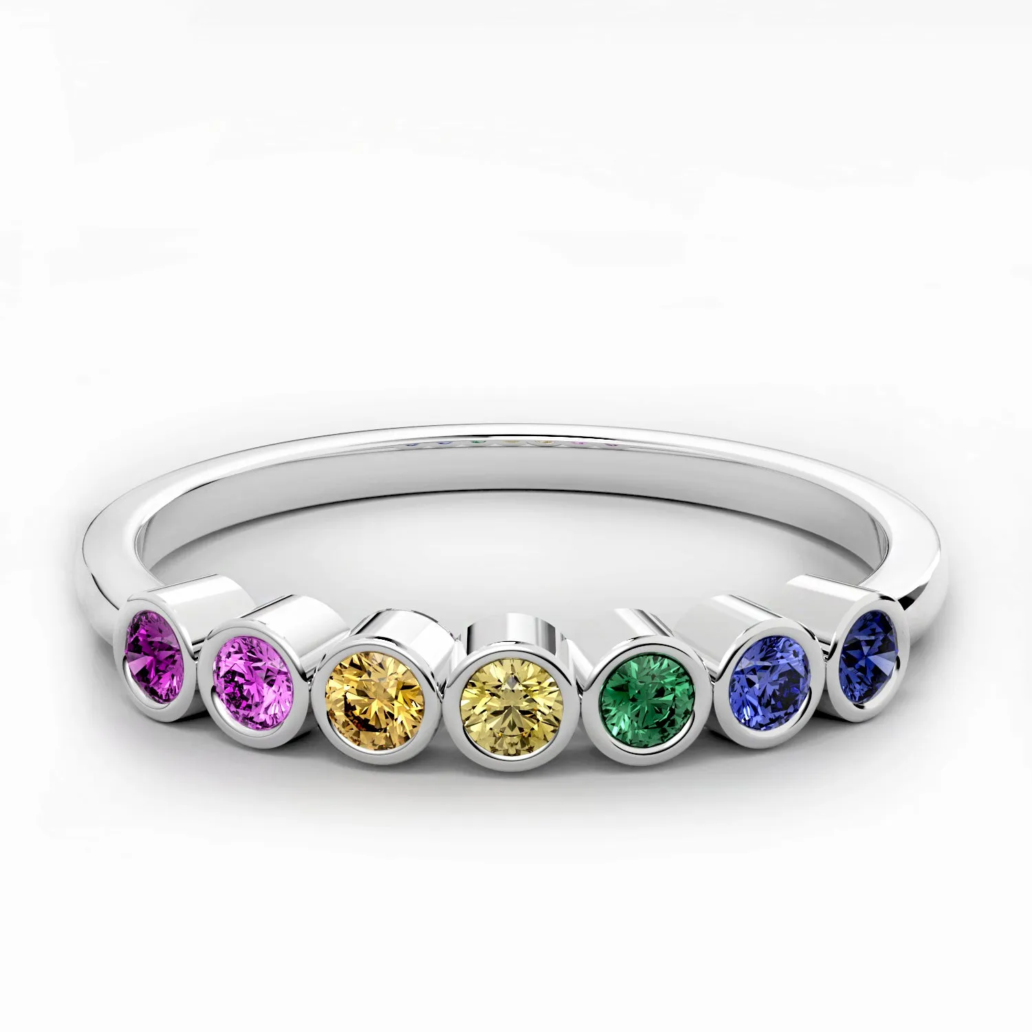Bezel Set Multicolor Sapphire Stackable Band