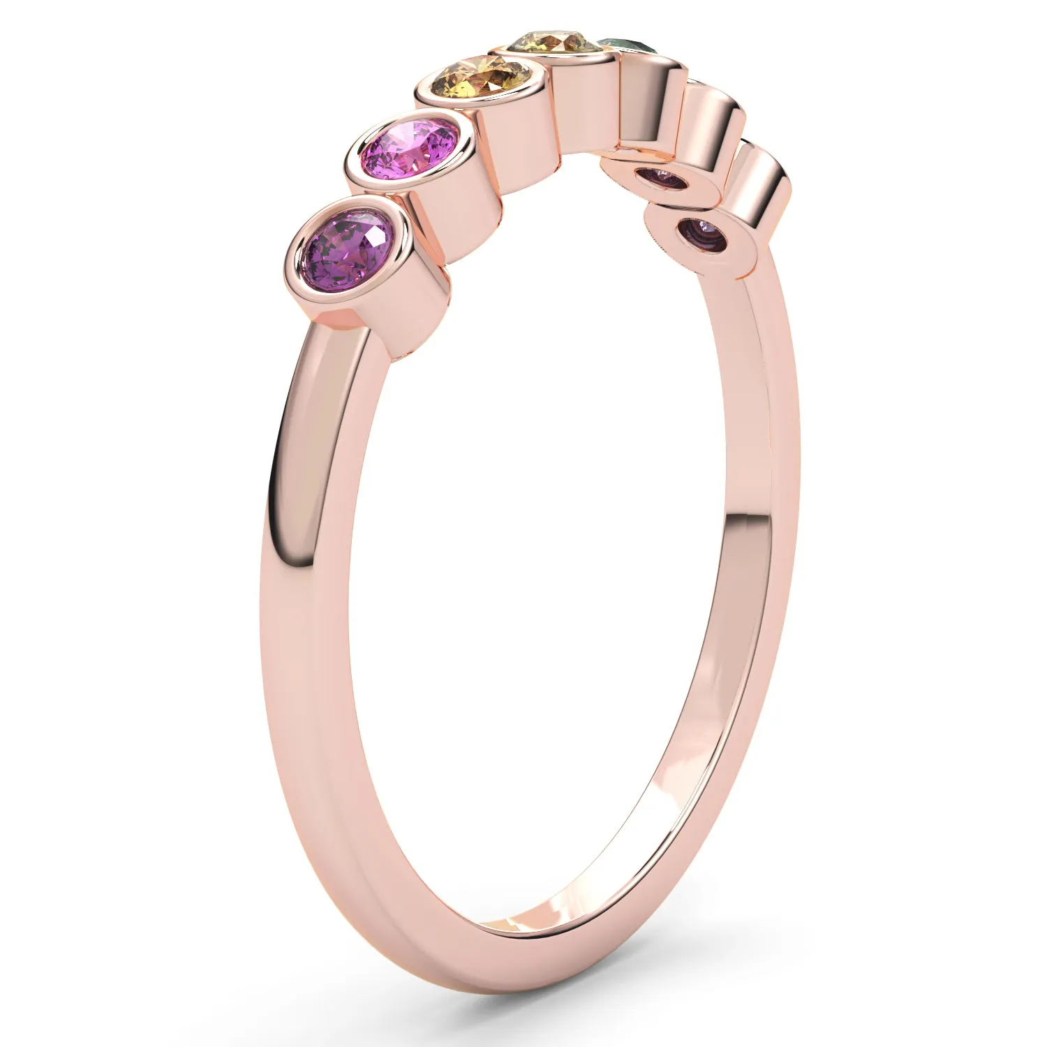 Bezel Set Multicolor Sapphire Stackable Band