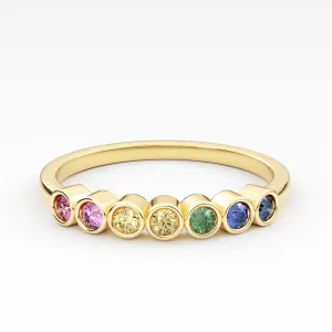 Bezel Set Multicolor Sapphire Stackable Band