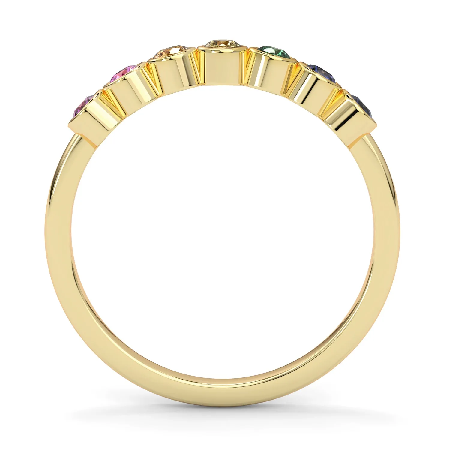 Bezel Set Multicolor Sapphire Stackable Band