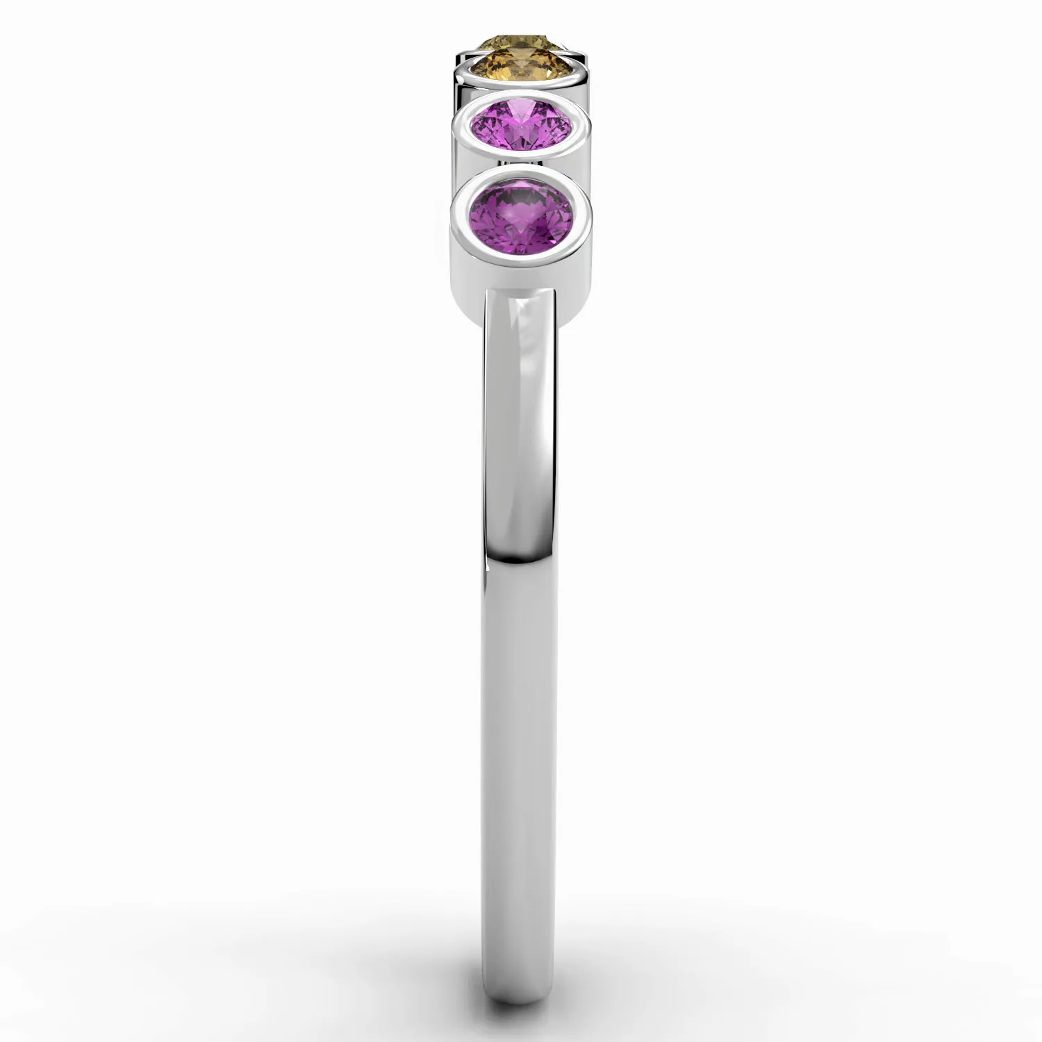 Bezel Set Multicolor Sapphire Stackable Band