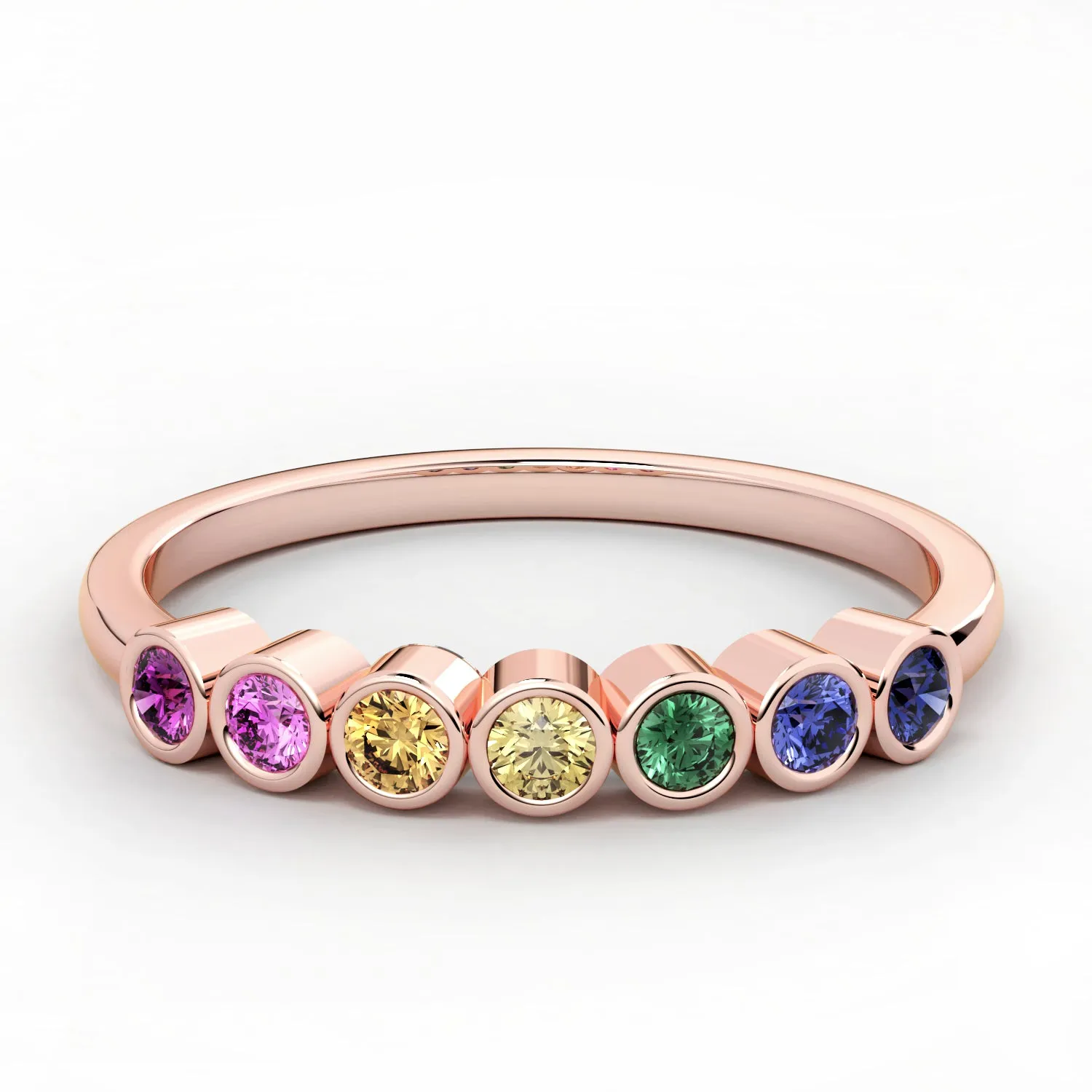 Bezel Set Multicolor Sapphire Stackable Band