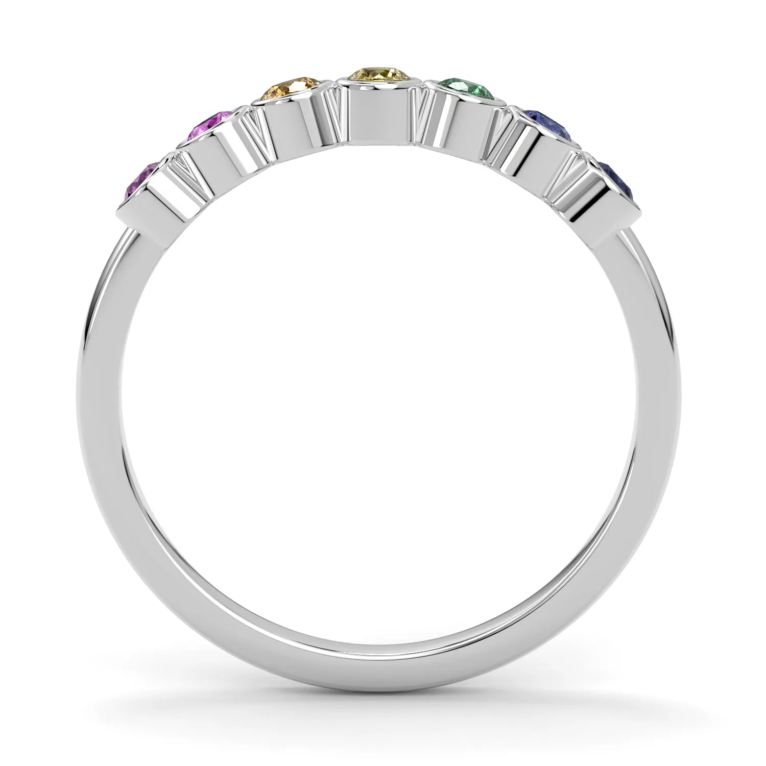 Bezel Set Multicolor Sapphire Stackable Band
