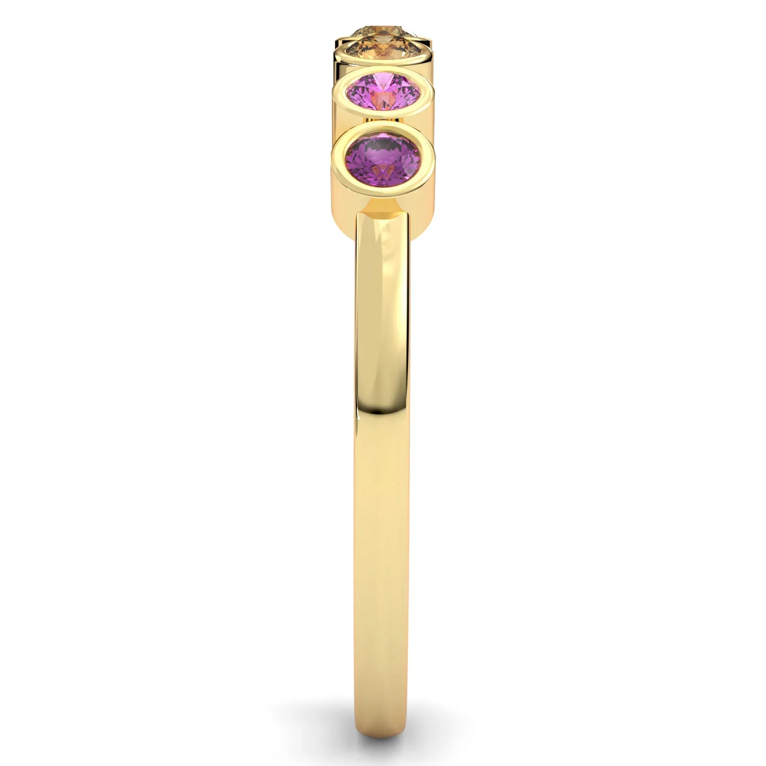 Bezel Set Multicolor Sapphire Stackable Band