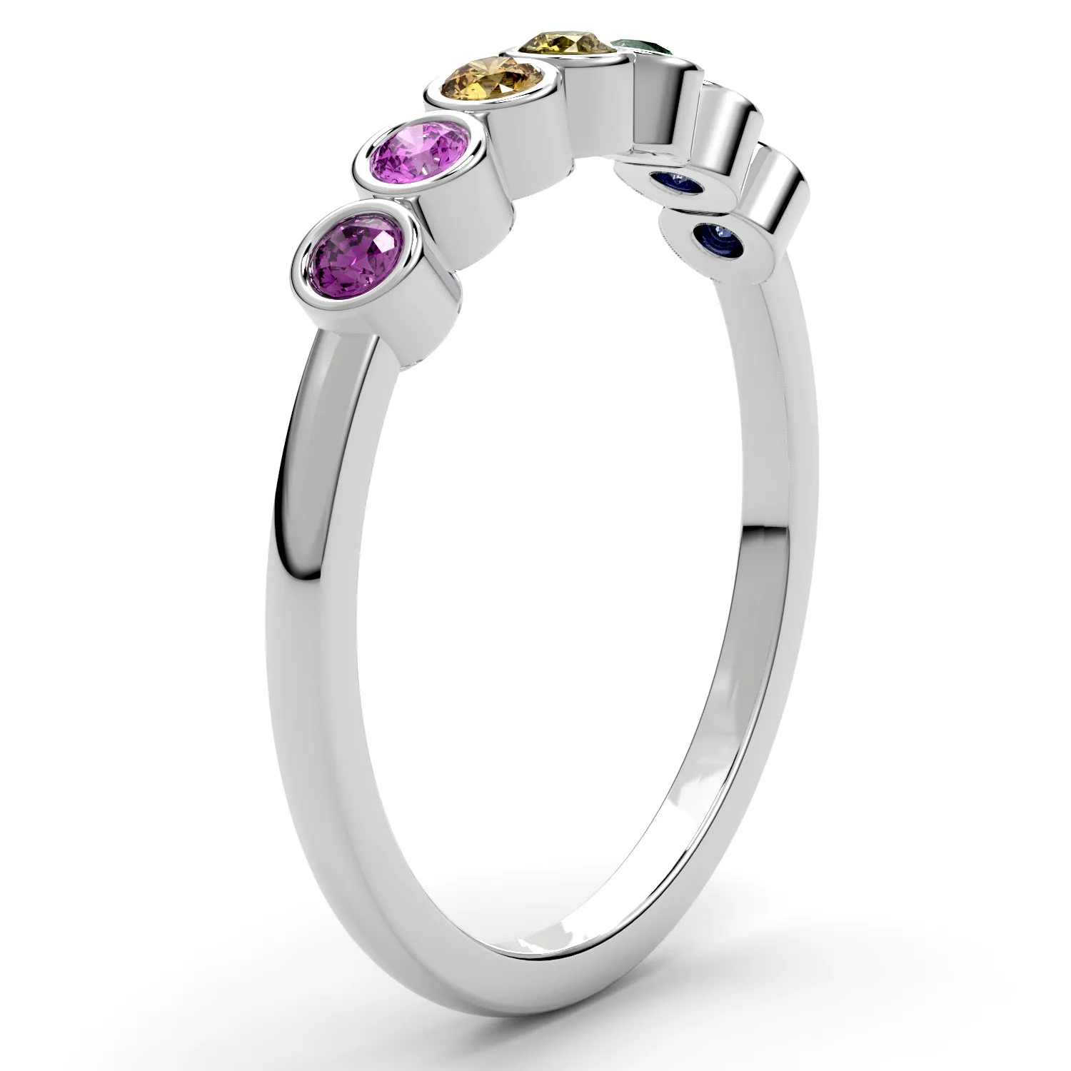 Bezel Set Multicolor Sapphire Stackable Band