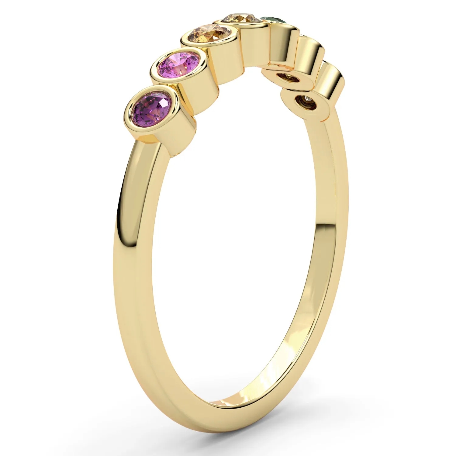Bezel Set Multicolor Sapphire Stackable Band
