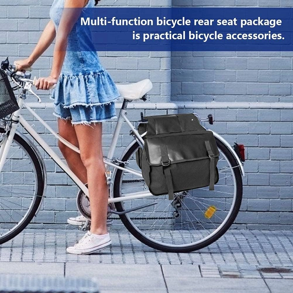 Bicycle Bag Double Bag Carrier Bag, 40L Waterproof Large Panniers, Rear Seat Trunk Bag with Strap, Tear-Resistant Pannier Bag for Commuter Carrier Pannier Back Seat-Schwarz