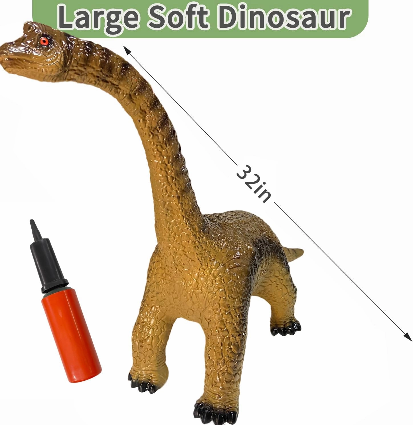 Big Brachiosaurus 32 inch, Dinosaur Toys for Kids 3-5, Large Dinosaur Toys for Kids Toddler Dinosaur Party Favors, Birthday Gifts for Boys Girls (Brown)