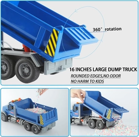 Big Dump Truck Toy - Moveable Lifting Back and Realistic Sound & Light Toys for 3 4 5 6 7 8Years Old Boys Girls Kids (Dump Truck)