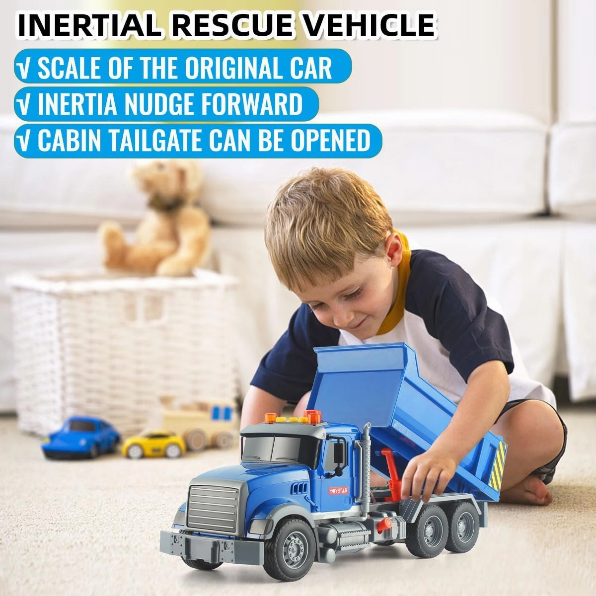 Big Dump Truck Toy - Moveable Lifting Back and Realistic Sound & Light Toys for 3 4 5 6 7 8Years Old Boys Girls Kids (Dump Truck)