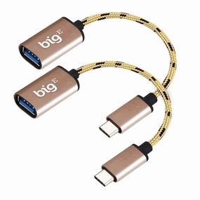 Big-E Turbo 5Gbps USB-C to USB 3.0 Adapter [2Pack] Compatible with Huawei Pocket S for Full USB OTG On-The-Go Thunderbolt 3/4 Short Connector USBC Male to USB Female (Gold)