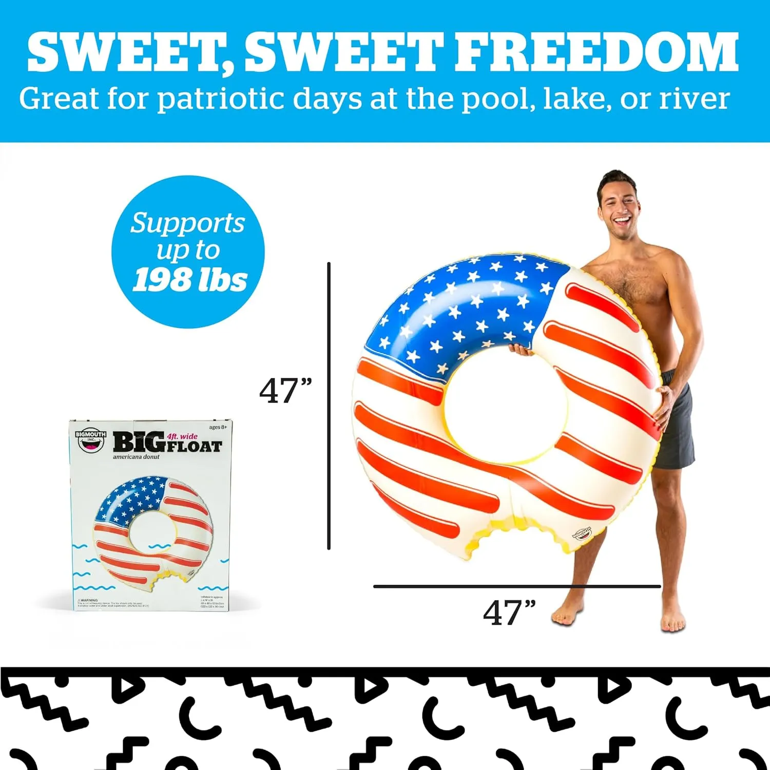 BigMouth Inc. American Pool Float, Durable Vinyl Inflatable Summer Pool or Beach Toy