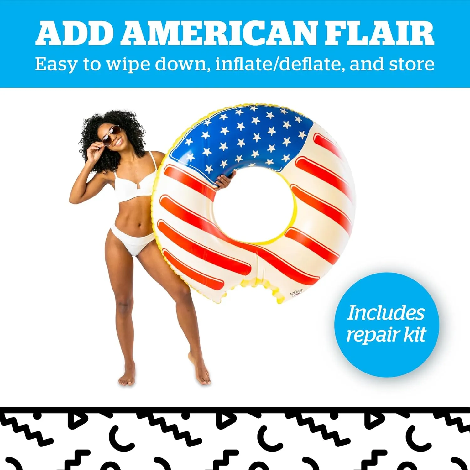 BigMouth Inc. American Pool Float, Durable Vinyl Inflatable Summer Pool or Beach Toy
