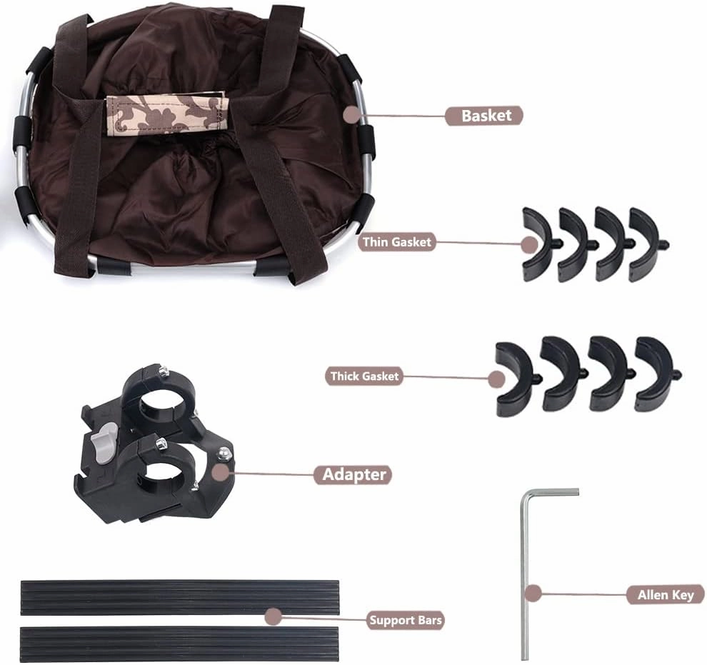Bike Basket,Dog Bike Basket Front Bicycle Basket for Pets Carrier,Removable Bike Baskets for Women Picnic Shopping So Easy Install