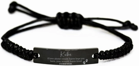 Black Rope Bracelet Gifts For Kobe - If Love Alone Could Have Kept You Here - Loss of Pet Remembrance Paw Dog Cat Lover Memorial Christmas Birthday For Him Her, Engraved Gifts