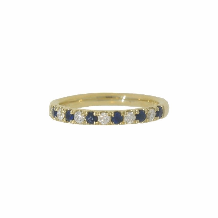 Blue Sapphire and Diamond Band