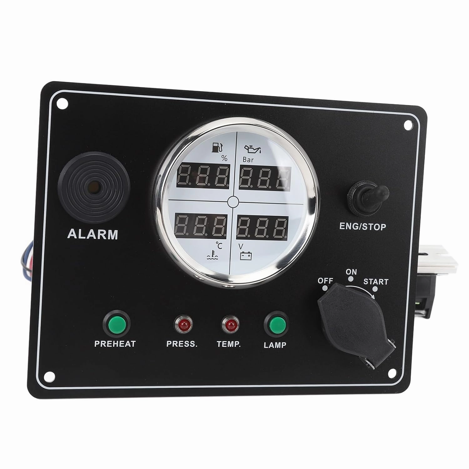Boat Gauge Panel, Oil Pressure Gauge, Easy Installation, Water Temperature, Digital Set for Yachts, Speedboats (White)