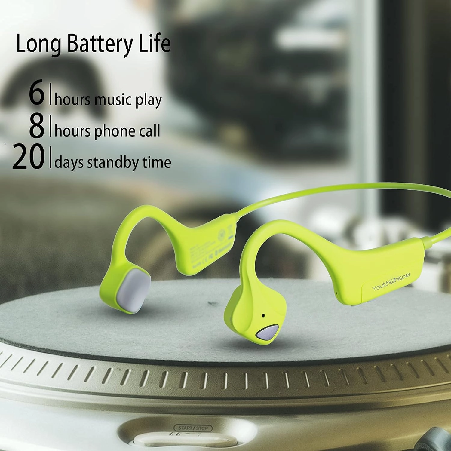 Bone Conduction Headphones Bluetooth Open Ear Headset Multipoint Connection Waterproof Wireless Sports Earbuds for Workouts Running Walking Cycling Fitness Fishing Yoga(Green)