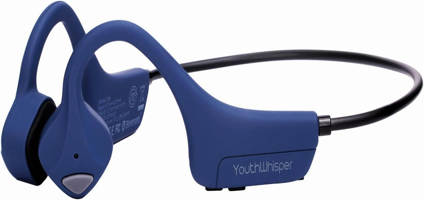 Bone Conduction Headphones Bluetooth Wireless Sport Earphones Built-in Mic Multipoint Connection Sweatproof Open Ear Headset for Running Cycling Driving Workouts (Blue)