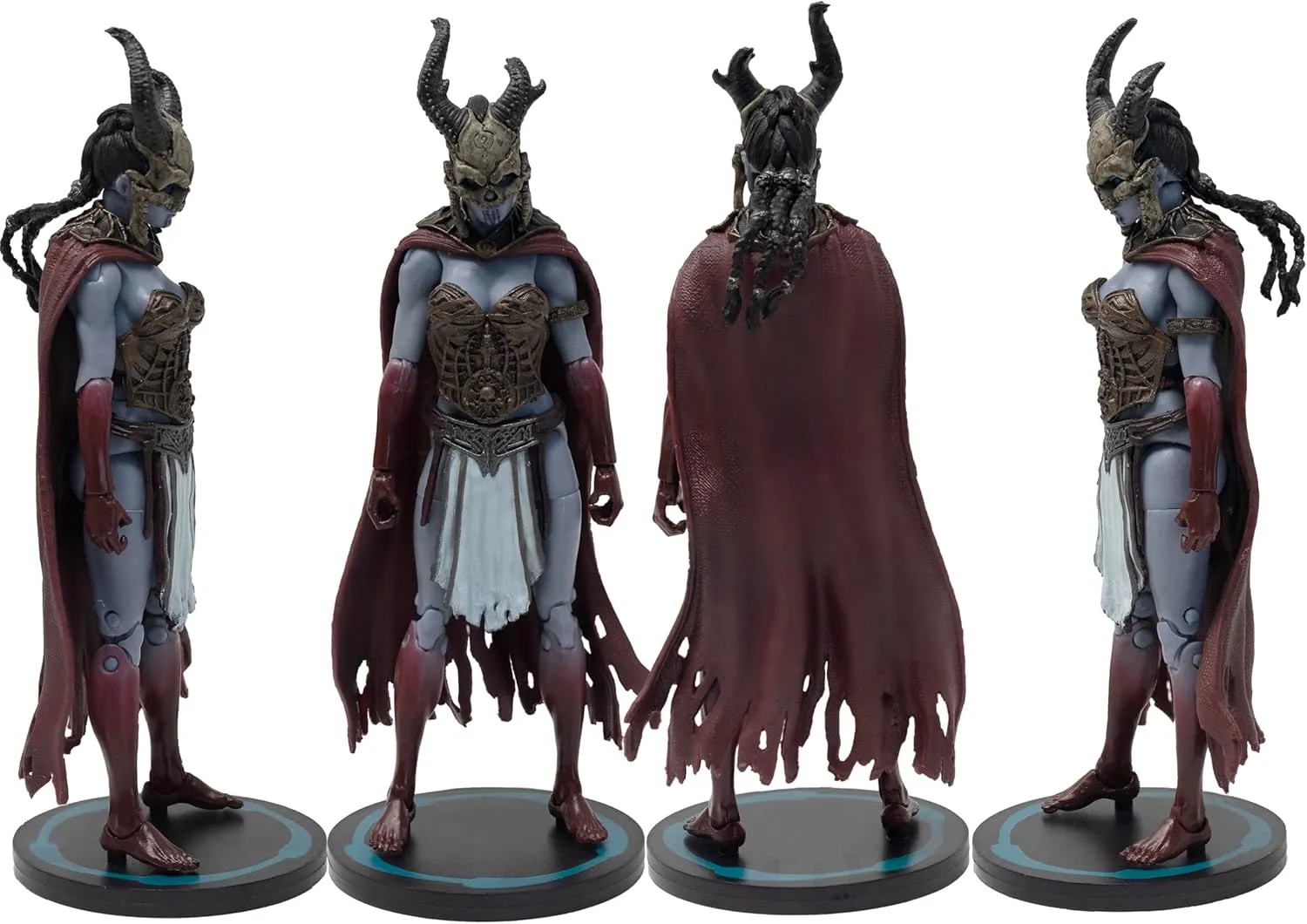 Boss Fight Studio Court of the Dead Kier – Valkyrie of the Dead Action Figure – Highly Articulate Collectible Figurine with Accessories Including Extra Head with Bone Helmet, Wings, Sword, & Cape – 4”