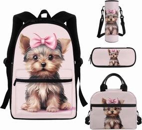 Boston Terrier Backpack and Lunch Box Set Primary/Elementary Bookbag Lunch Bag Pencil Pen Case Back Pack Lunchbag Water Bottle Carrier Bag