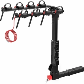BougeRV Upgrade 2.0 Hitch Bike Rack with Dual Lock for SUV Truck, 165LB Capacity 2/3/4 Bikes Hitch Bike Carrier Rack with 2'' Hitch Receiver, Easy Assembly, Tilting & Foldable Bike Rack Hitch