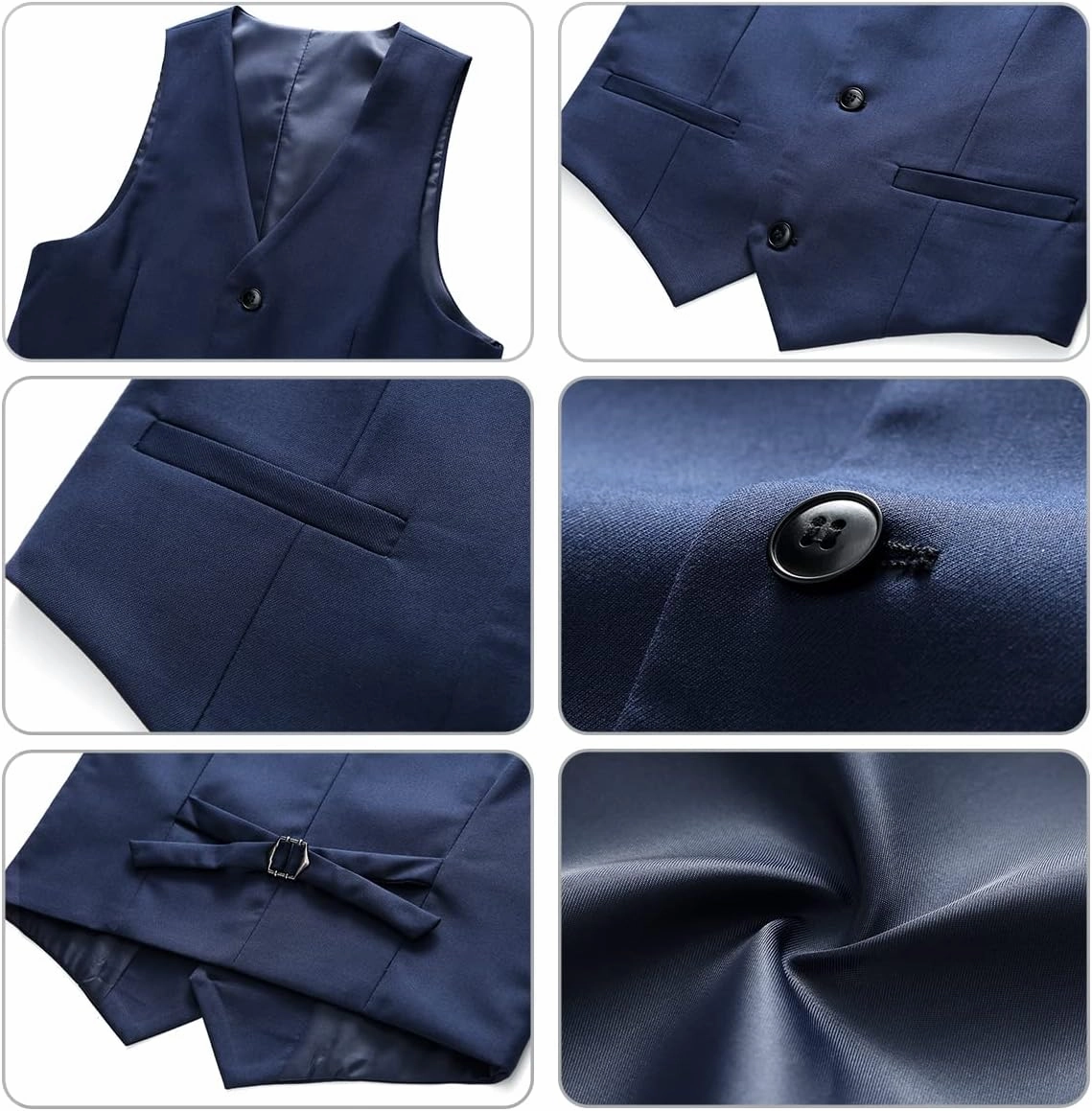 Boy Suits 3 Piece Slim Fit Formal Suit Set with Tuxedo Jacket Vest Pants for Kids Wedding Ring Bearer Party