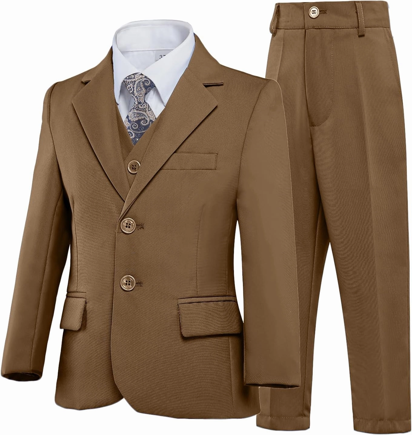Boys’ Formal Suit 5 Piece Set, Toddler Tuxedos for Wedding, Suits for Teens Boy Dress School Clothes